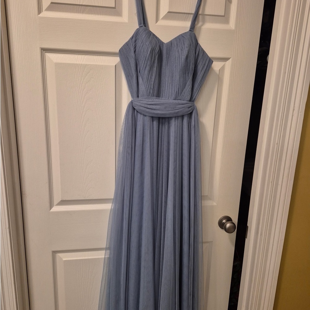 Revelry Blue Maxi Gown Spaghetti Strap Sweetheart